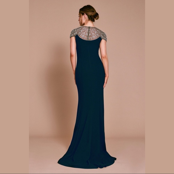 TADASHI SHOJI - AFTON CRYSTAL EMBELLISHED CREPE GOWN - Picture 3 of 3